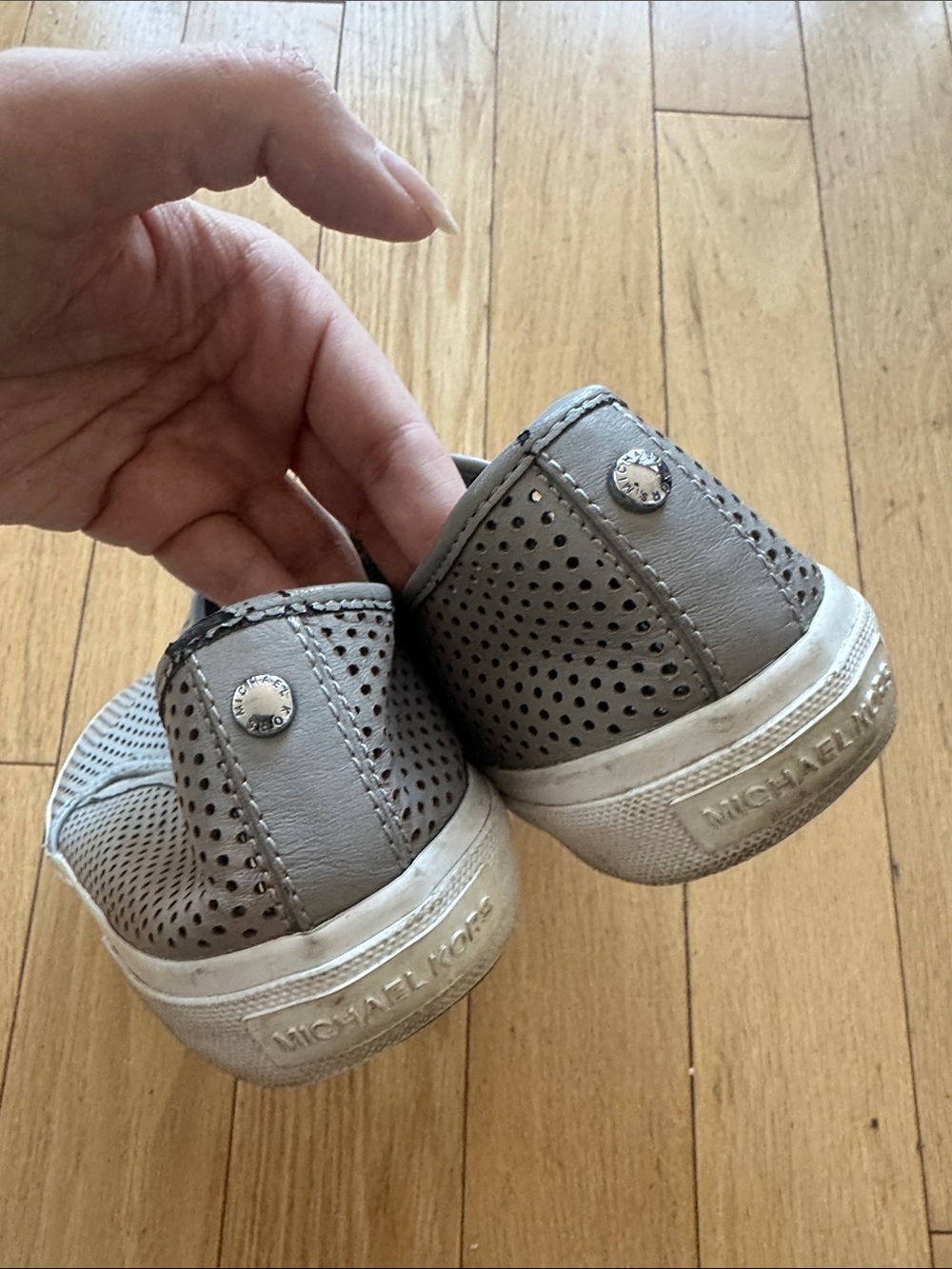 Michael Kors Gray Perforated Slip-On Loafers - Picture 4 of 6